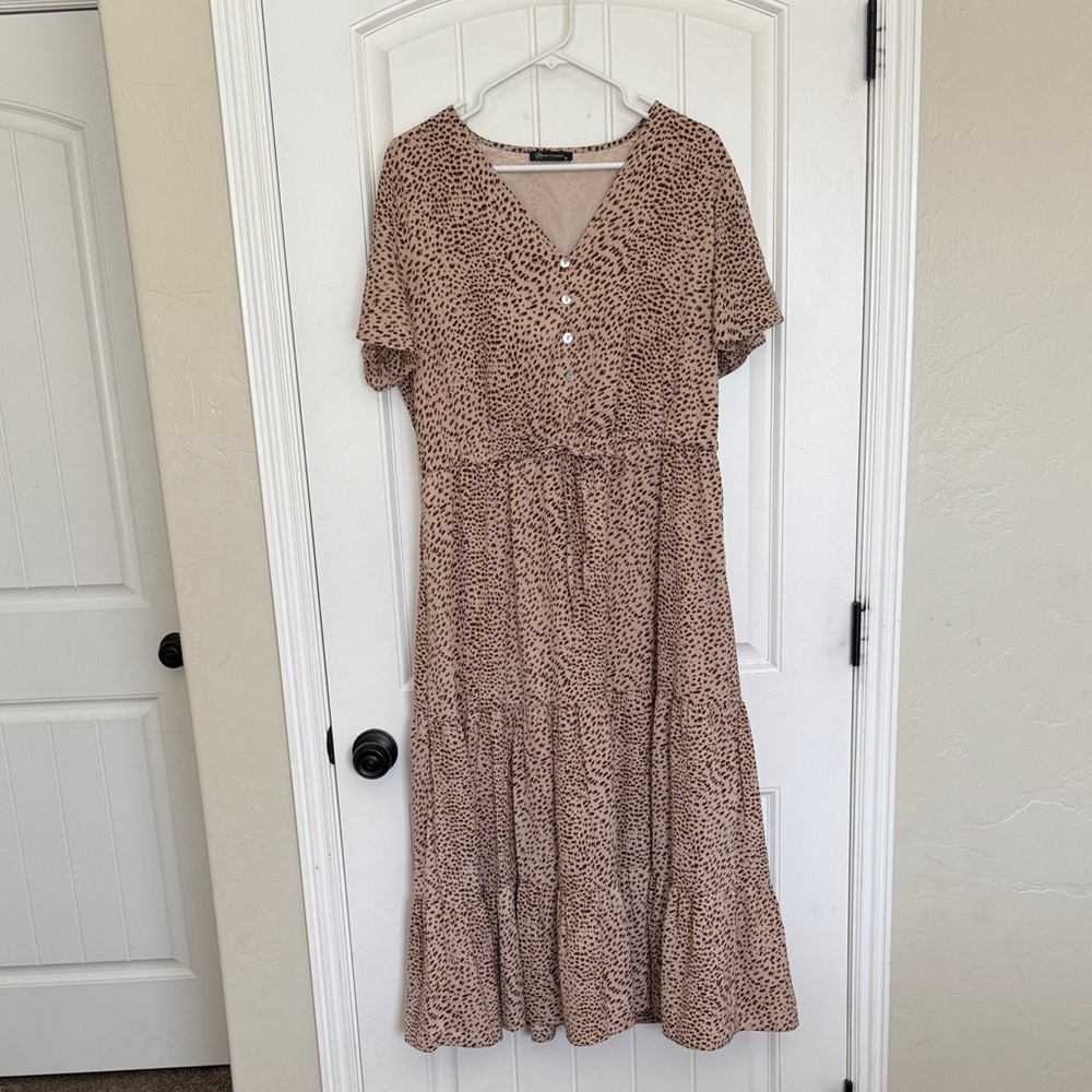 Leopard Print V-Neck Dress